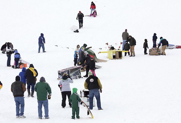 The annual RiverCade cardboard sled race
